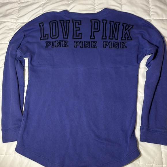 Victoria's Secret Pink Sweatshirt Purple Crew Neck -Love Pink- Lightweight XS - Picture 1 of 8